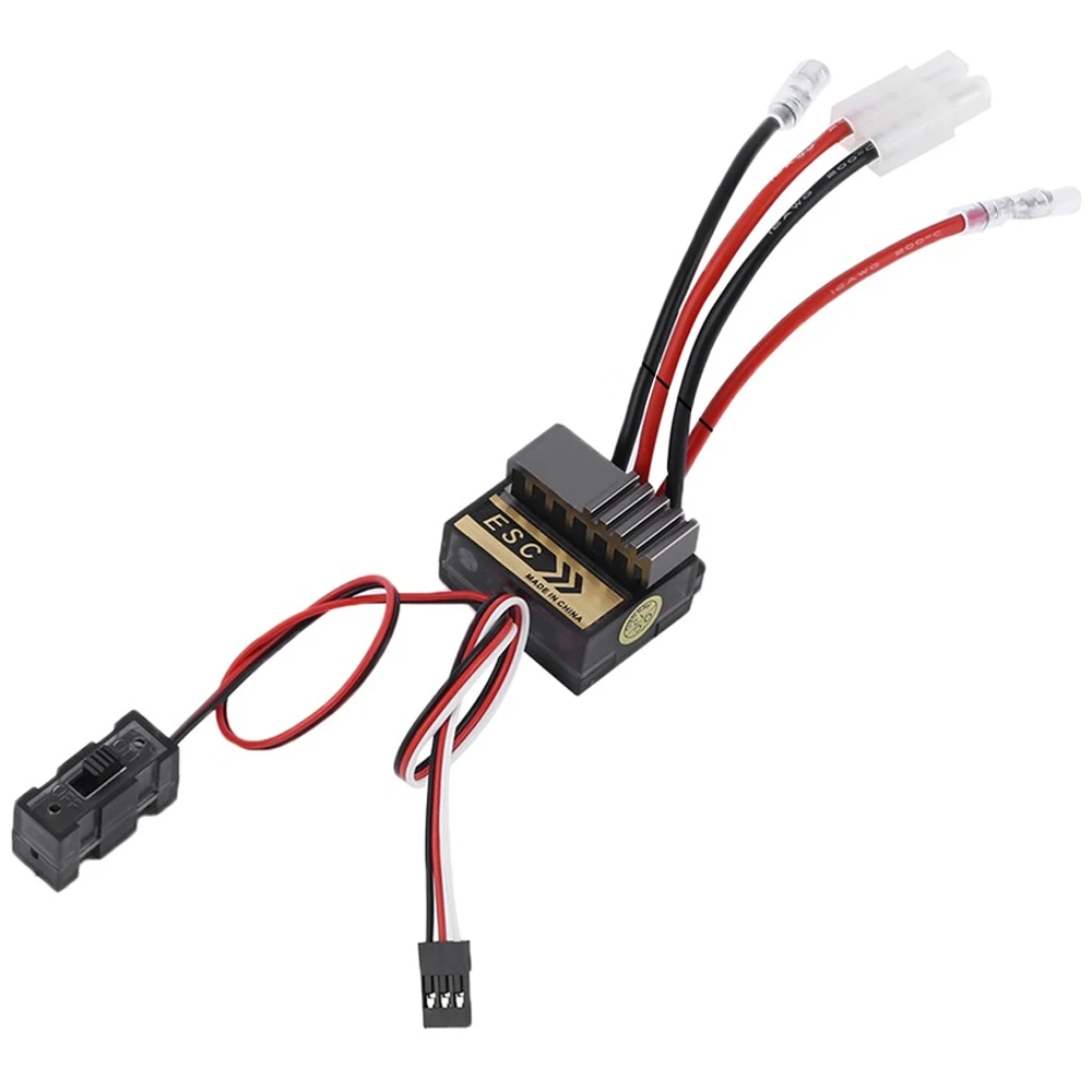 ESC brossé 320A pour voiture RC avec câbles de puissance et connecteurs, dissipateur visible