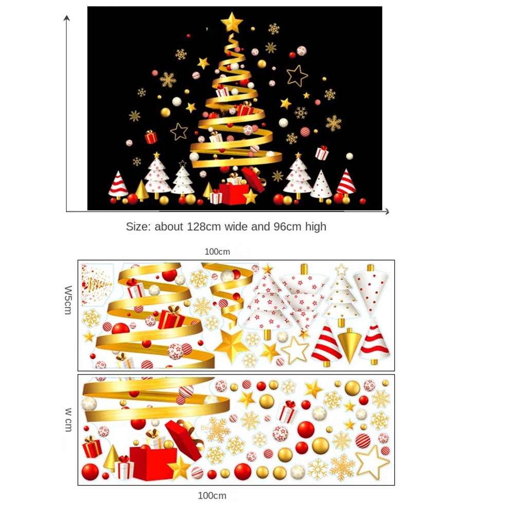 Christmas Tree Window Sticker Wall Decal Merry Christmas New Year Holiday Decorations for Home
