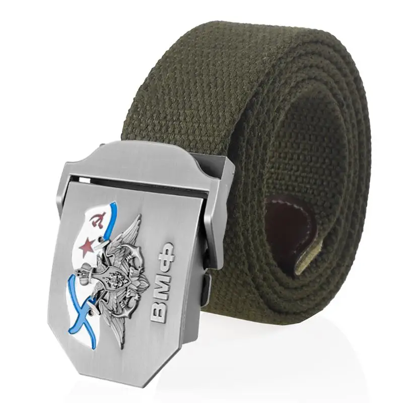 SupSindy Männer Frauen Canvas Gürtel 3D Russische Marine Metallschnalle Jeans Bund UdSSR ВМФ Militärsoldaten Taktische Gürtel Männlicher Riemen – Detail 7
