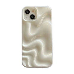 Elegant Wine Red 3D Water Ripples Phone Case - Soft Silicone Back Cover - iPhone 12 (Pearl White)