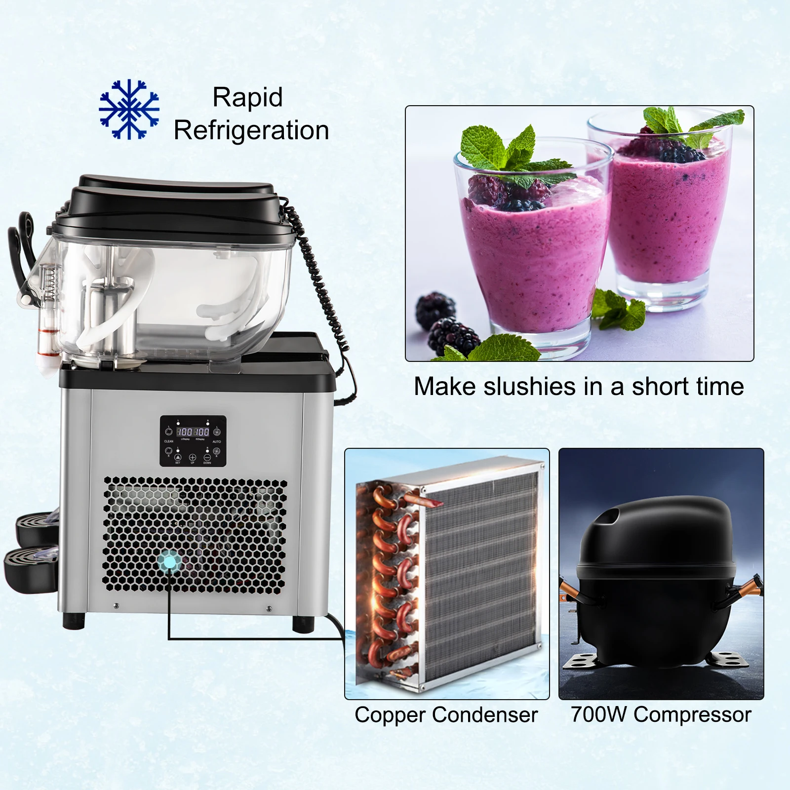 VEVOR Commercial Slushy Machine 6L x 2 Tanks 50 Cups Stainless Steel Margarita Smoothie Frozen Drink Maker for Bars and Home Use 3