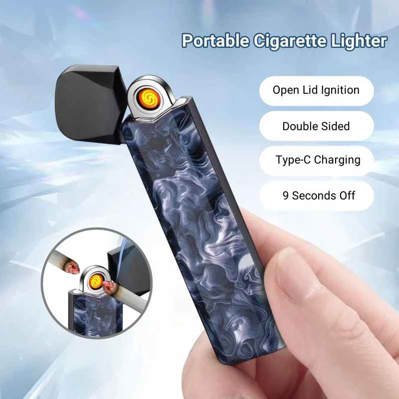 

Rechargeable Tungsten Coil Lighter Metal Windproof Flameless Type-C Portable Double-sided Cigarette Lighter Smoking Accessories