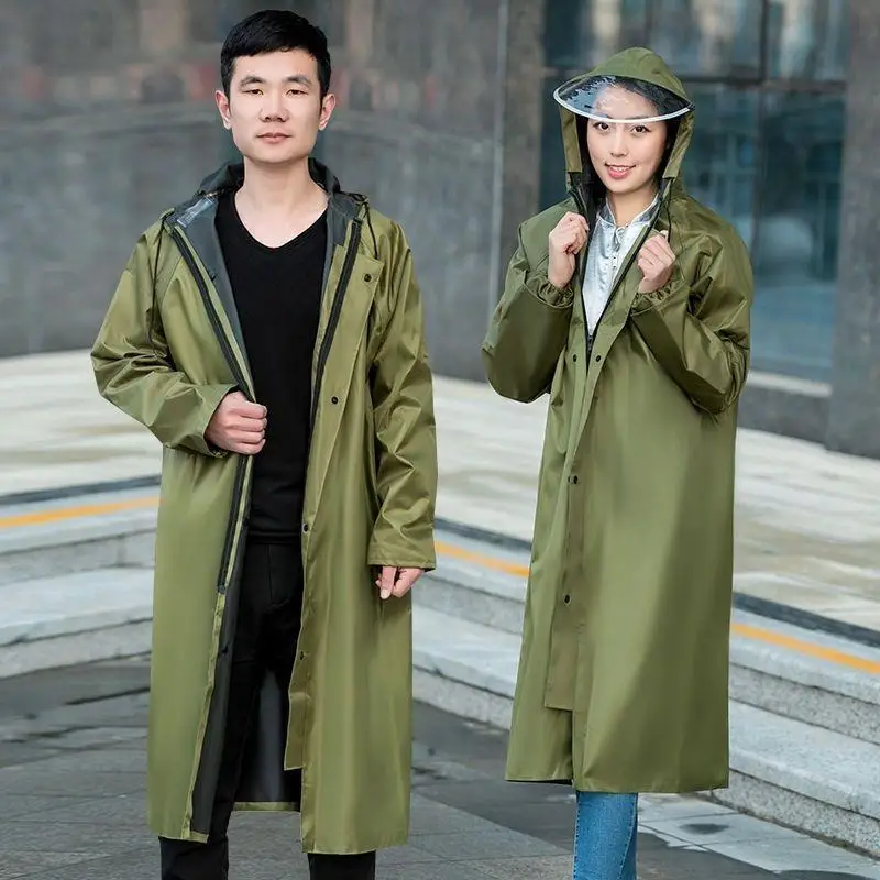 

Bicycle Poncho Long One-piece Raincoat with Reflective Strip Canvas Coat Old Raincoat Men and Women Be Common Home Rain Gear New