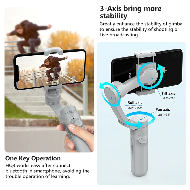 Foldable 3-Axis Gimbal Handheld Stabilizer Selfie Stick For iPhone Xiaomi Samsung Smartphone handheld gimbal stabilizer,handheld gimbal,gimbal stabilizer,selfie stick,selfie stick tripod