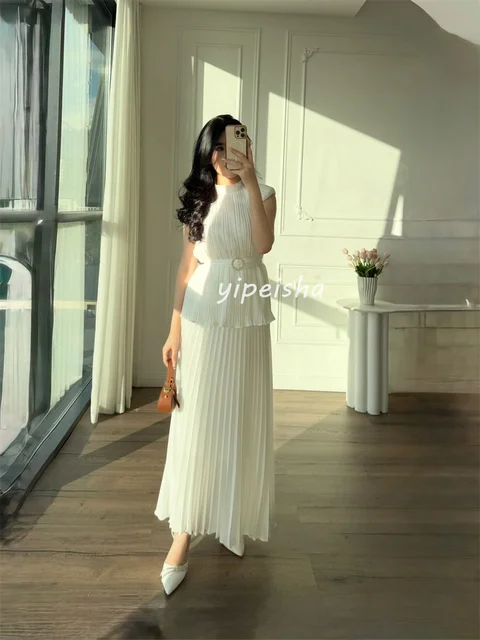 Customized Formal Modern Style Chiffon Pleat Draped Sash