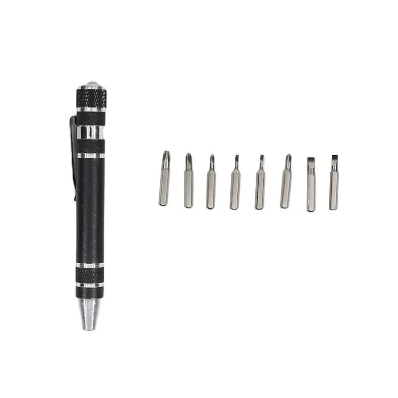 Multifunzione 8 in 1 mini alluminio precisione penna cacciavite set di cacciaviti strumenti di riparazione per telefono cellulare strumento manuale portatile