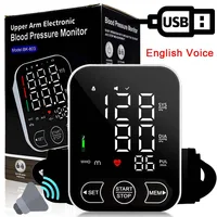 Portable Tonometer English Voice Digital LCD Tensiometers Blood Pressure Monitor Heart Rate Meter Large Cuff Sphygmomanometer 1