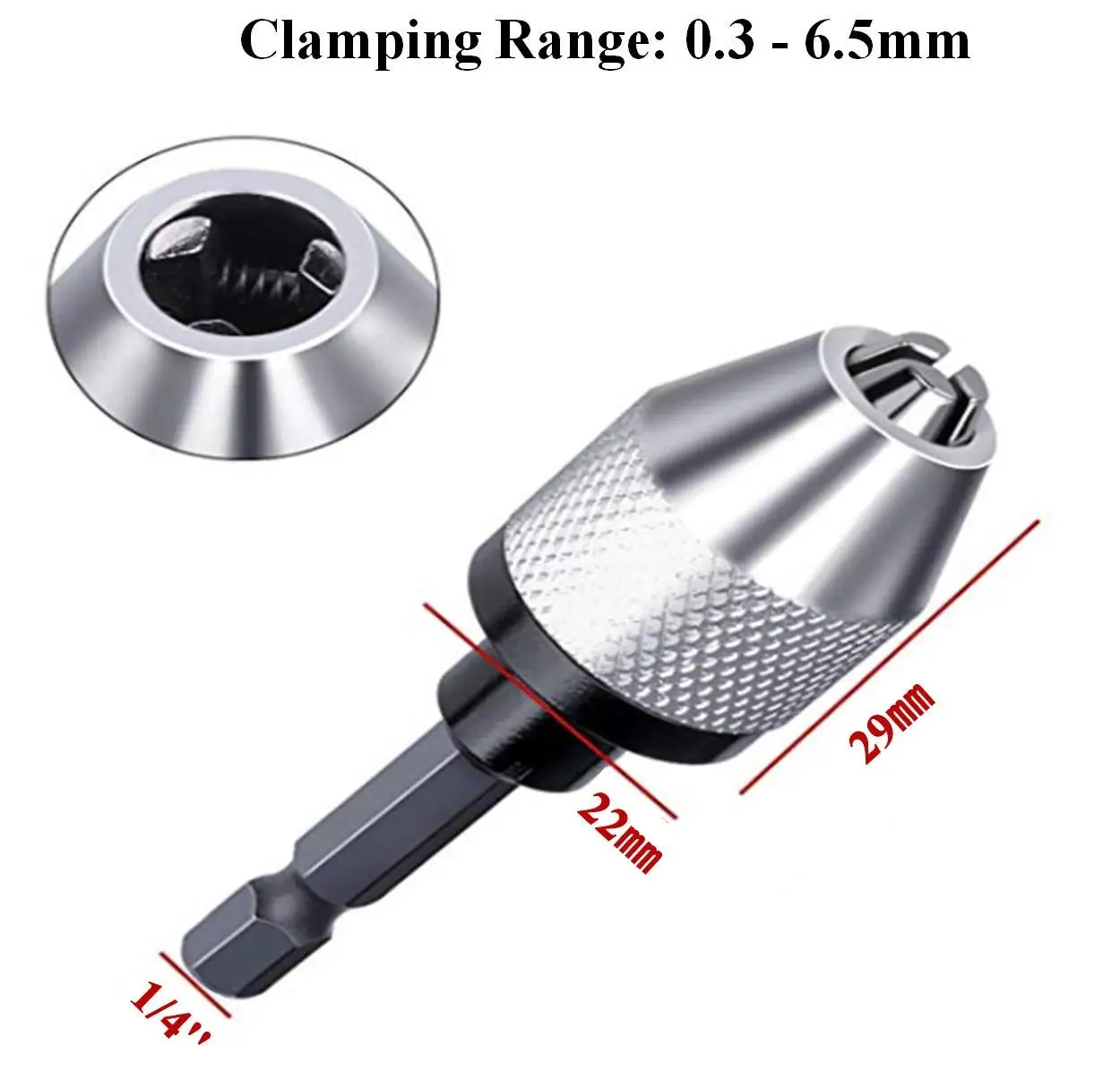 Boorkop 0.3-8Mm Mini-Kaak Snel Wisselen Sleutelloze Boor-Adapter Houder Klembevestigingsgereedschap Elektrische Hex-Schachtadapter