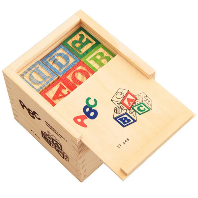 27 Pcs Children Wood Alphabet Blocks Letters Stacking Toys Building Blocks Craft Early Learning Educational Toys Baby Room Decor 6