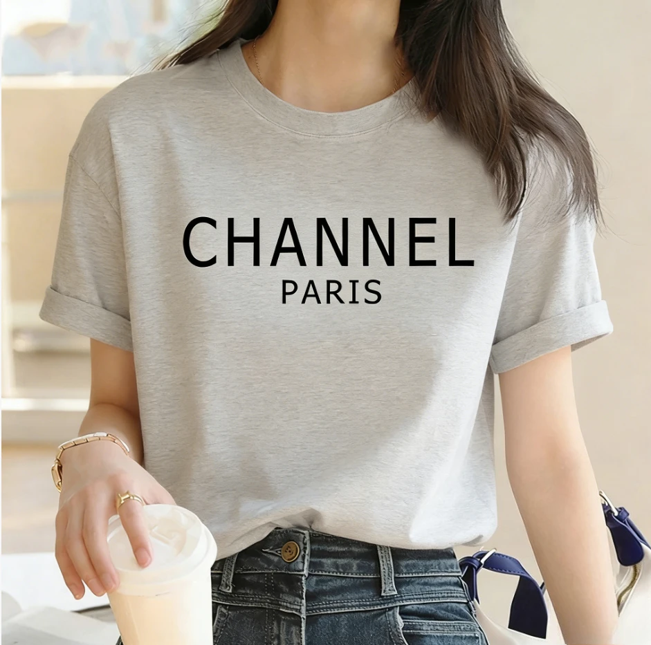 รูปสินค้า เสื้อยืดแฟชั่น Y2K ผู้หญิง แบรนด์ CHANNEL หรูหรา คาวาอิ