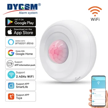 Tuya Smart WiFi PIR Motion Detector, Intelligent Infrared Monitoring, Home Security, Compatible with Alexa and Google. 1