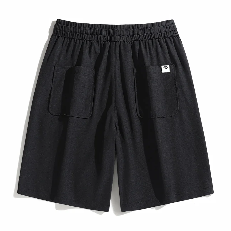 Fashion Solid Color Spliced Pockets Straight Casual Shorts Men's Clothing 2024 Summer Loose Korean Elastic High Waist Shorts