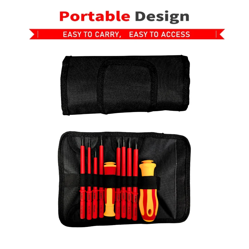 10 In 1 Interchangeable Blade 500V Insulated Screwdriver Set With Case Magnetic For Home Professional Electricians Repair Tools screwdriver set