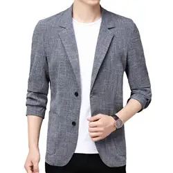 Men Suit Coat Lapel Collar Suit Jacket Elegant Men's Double Button Business Suit Jacket with Patch Pockets Notch Collar for Work