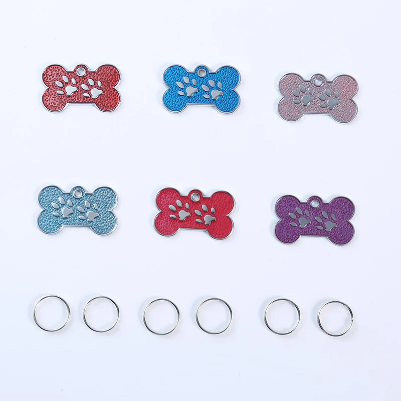 Pet ID Tags Engraving Name Metal Bone Shap Anti-lost Pendant Puppy Decorations