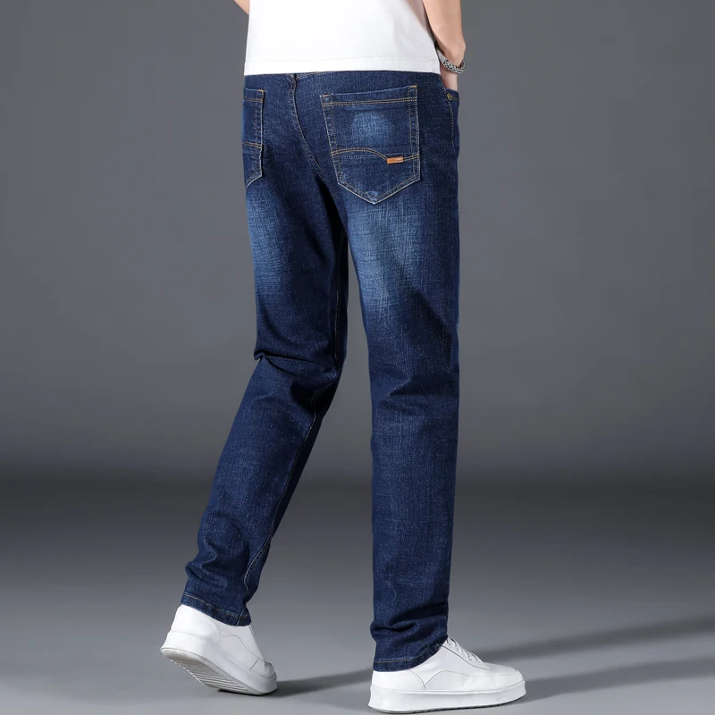 Plus Size 42 44 46 48 50 Classic Men's Jeans Loose Straight Black Blue Jeans Stretch Business Casual Trousers Male Brand Pants 4