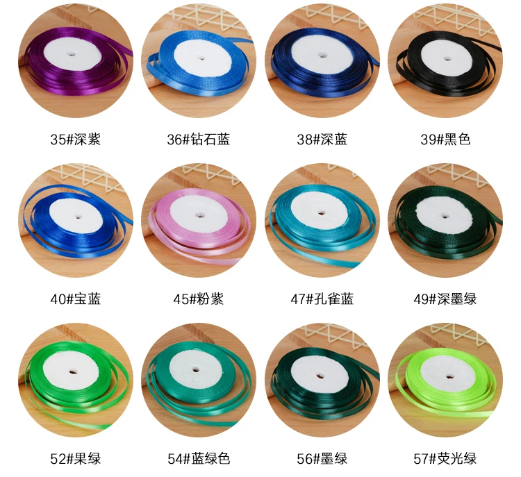 6mm Satin Ribbon DIY Handmade Sewing Fabric Crafts Supplies Black White Beige Pink Red Blue Green Purple Christmas Decor Tape satin ribbons ribbon supplies satin ribbon sewing ribbon fabric craft supplies