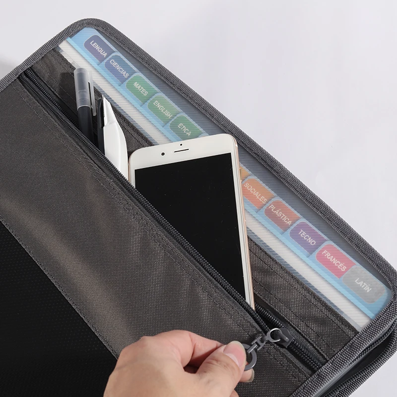 Accordion File Organizer with Safe Zipper 13 Pocket Expanding File Folder with Front Pencil Pouch Stationary Organizer Pouch
