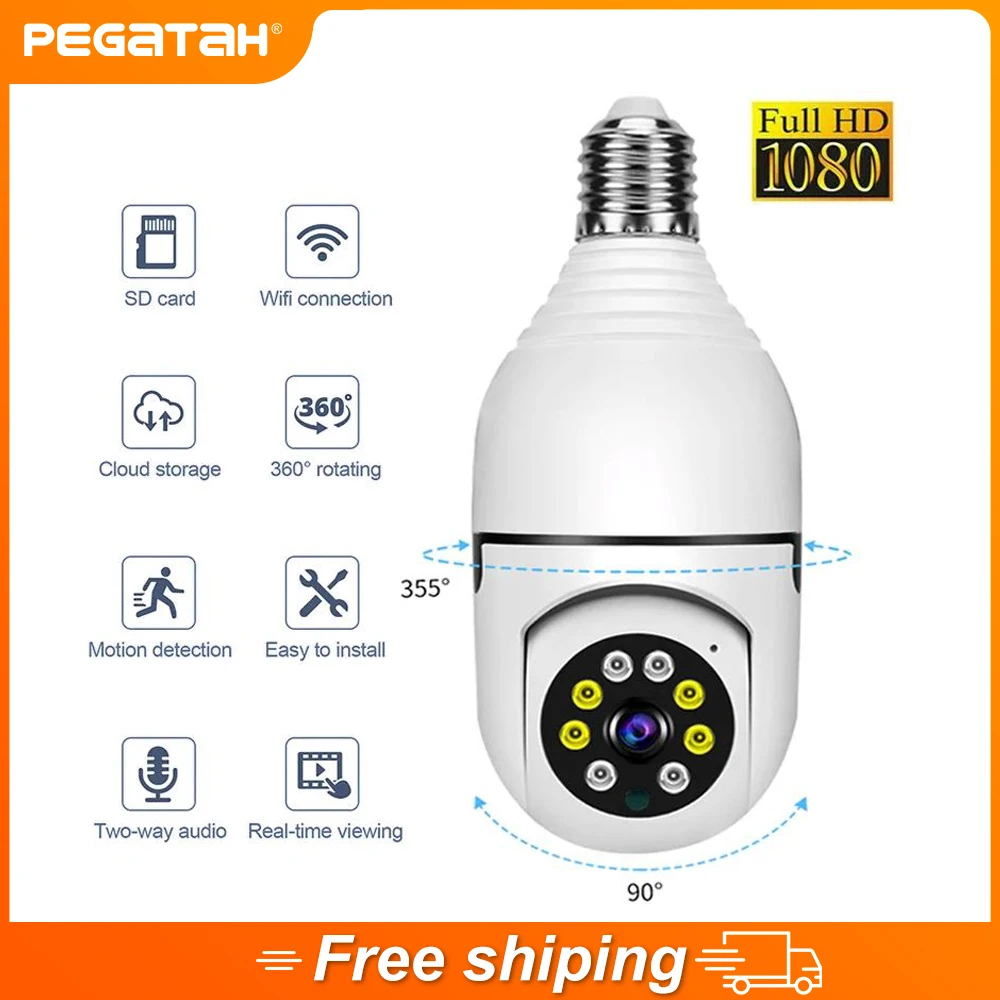 NEW E27 Bulb Surveillance Camera Night Vision Full Color Automatic Human Tracking Indoor Wifi Security Baby Monitor Ip Cameras