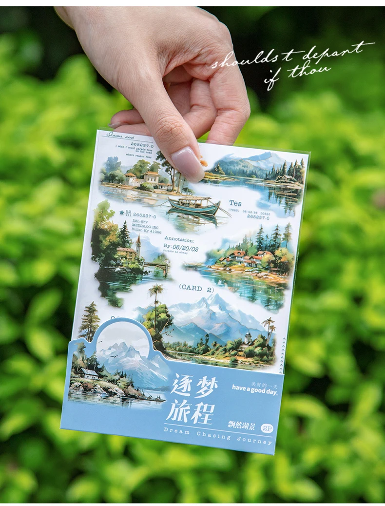 Yoofun Traum Jagd Reise Vintage Landschaft Collage Dekor Bronzing Haustier Aufkleber kreative DIY Journal Briefpapier Etikett – Detail 6