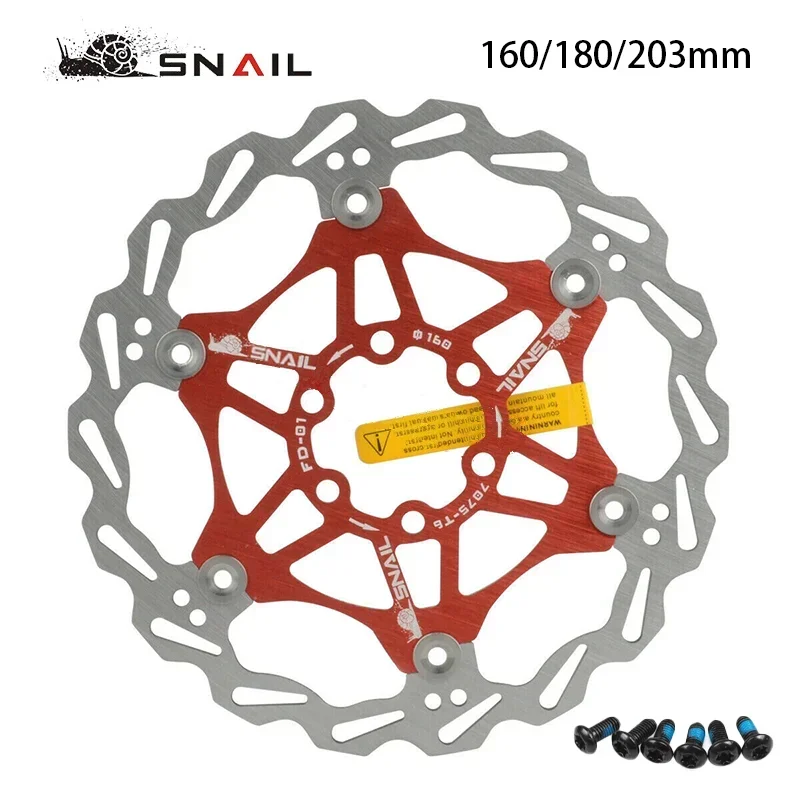 SNAIL 160/180/203mm Bicycle Floating Brake Disc Rotor cycling MTB Bike Brake Accessories Ultralight Shimmano Brakes