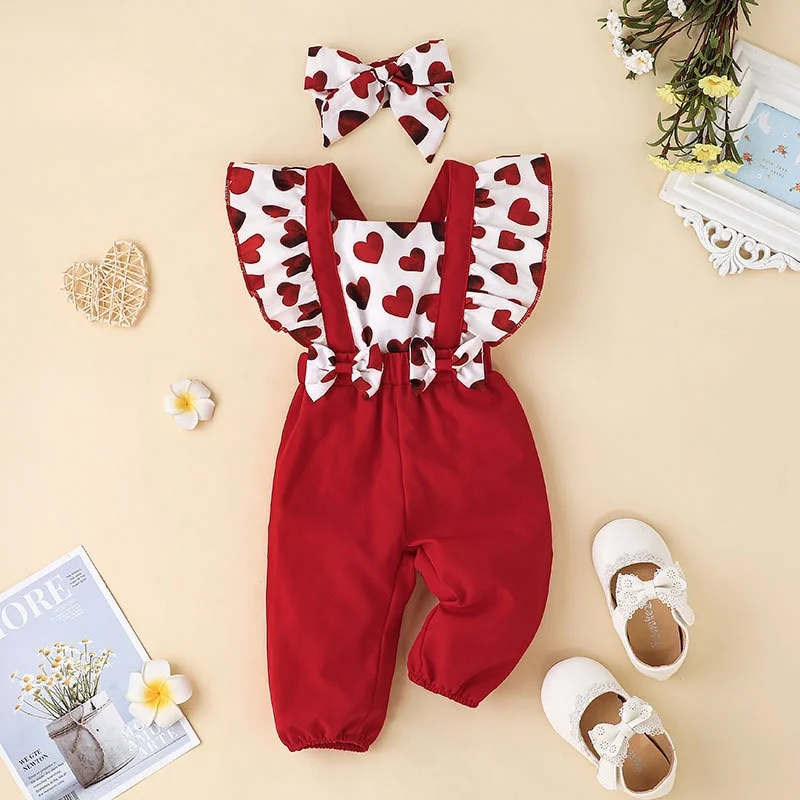 OnesiesSetBabyGirlNewbornOverallRomper024MonthsRedColor