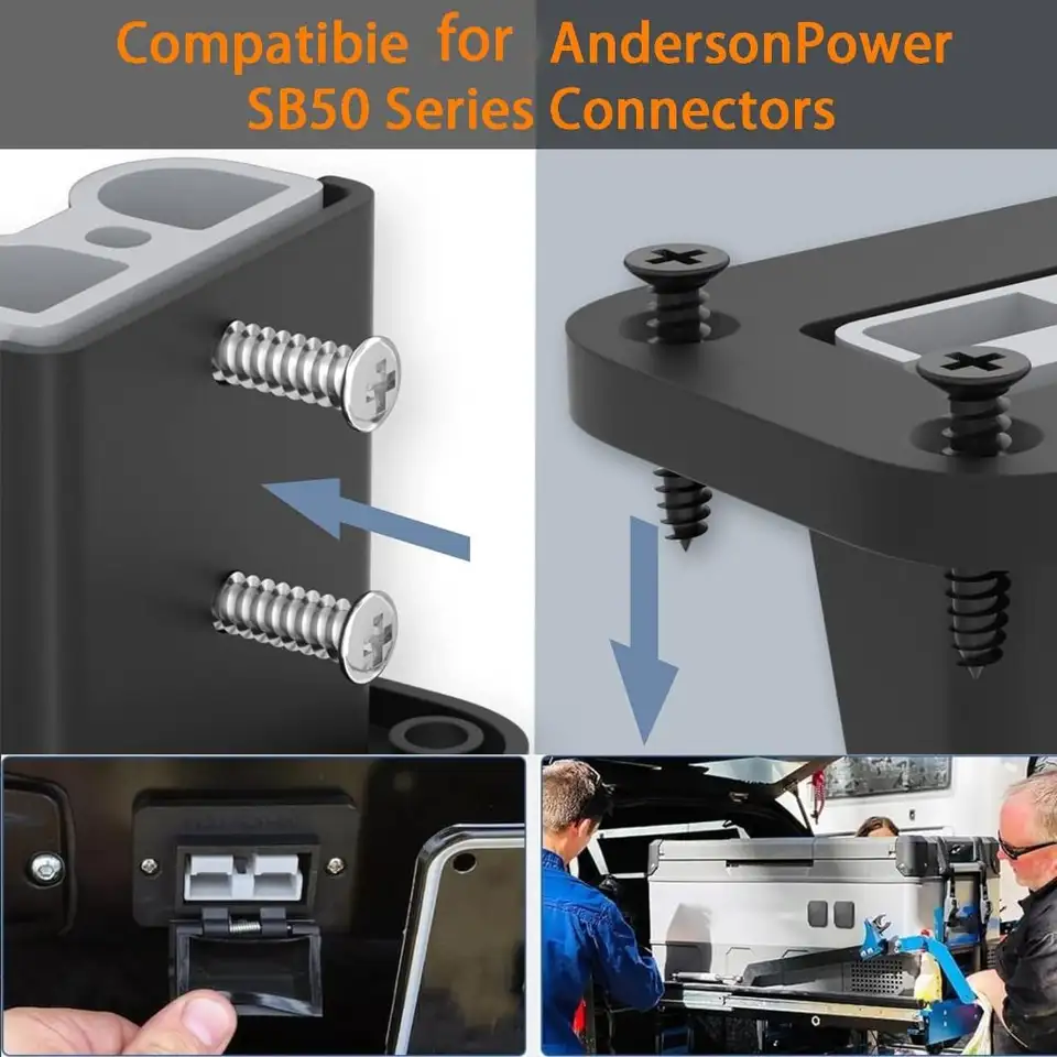 50A Battery Connector Fireproof Waterproof Plug Mount Panel Quick Disconnect Flush Mount Bracket for Anderson SB50 Series image 4