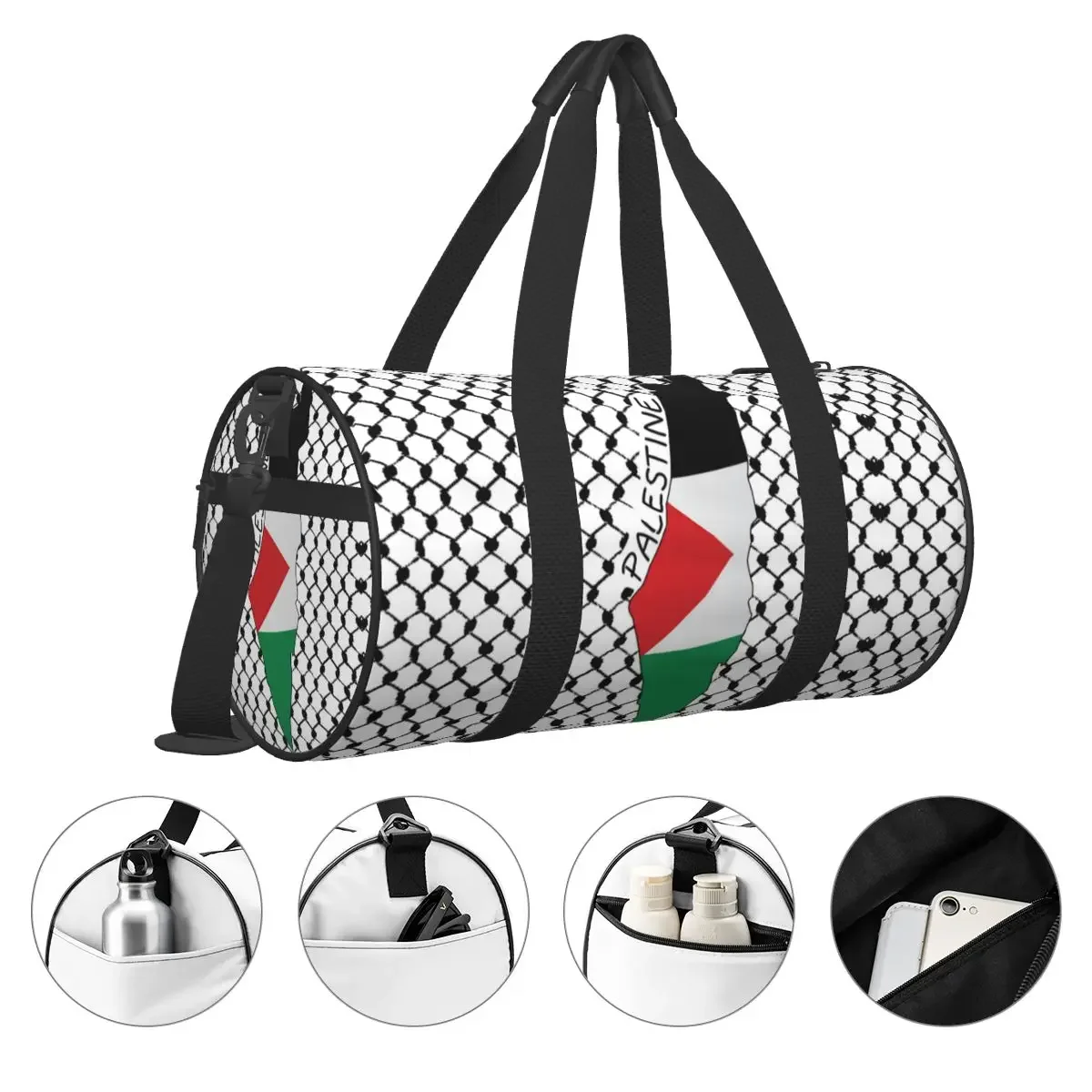 Palestine Flag Map Travel Bag Kufiya Hatta Swimming Gym Bag Men's Design Large Capacity Sports Fitness BagsWaterproof Handbags