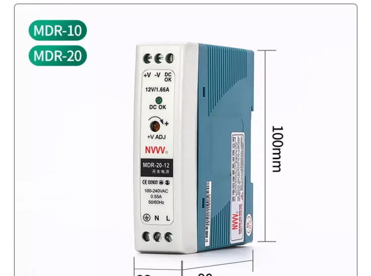 Description Picture 4 of itemNVVV MDR Series Din Rail Switching Power Supply 12V 24V Power Supply 10W-100W 110/220v AC To DC Voltage Stabilizer Transformer