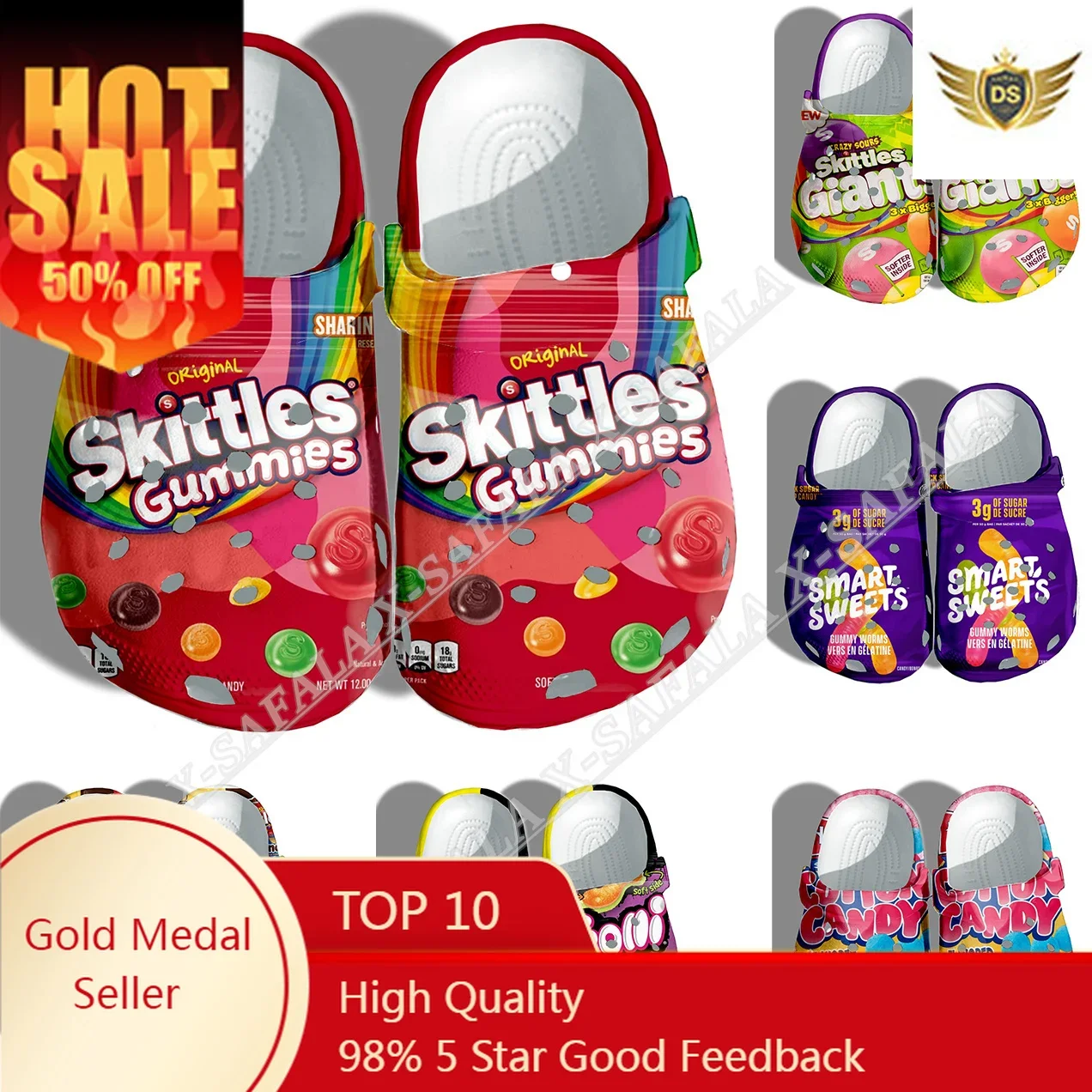 

Funny Candy Food Snack 3D Print Men Women Classic Clogs Slippers Shoes EVA Ligtweight Sandals Summer Beach Outdoor-3