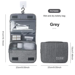 Spacious Multifunctional Travel Toiletry Organizer with Hook (Grey)
