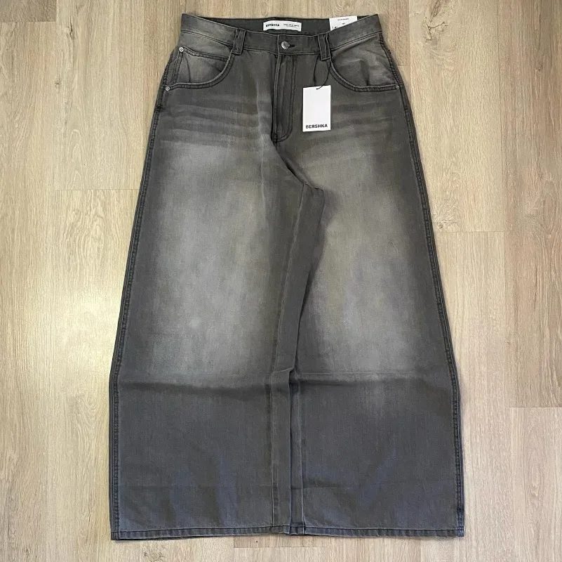 Y2K Harajuku New Punk Feng Shui Washing Old Baggy Jeans Female Streetwear Dance Popular Casual Joker High Waist Wide Leg Pants 2