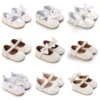 0-18 Months White Neonatal Soft Sole Girl Baby Upper PU Non Slip Rubber Sole Cute Princess Shoes Baby Walking Shoes 1