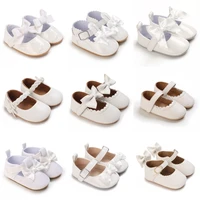 0-18 Months White Neonatal Soft Sole Girl Baby Upper PU Non Slip Rubber Sole Cute Princess Shoes Baby Walking Shoes 1