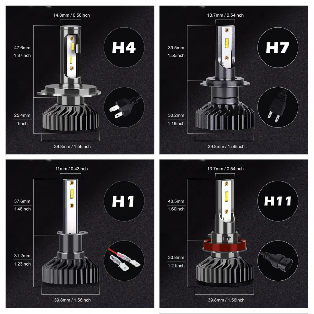 LED Headlights Car Light Bulbs H1 H3 H4 H7 H8 H11 HB3 9005 HB4 9006 130W 120000LM 6000K
