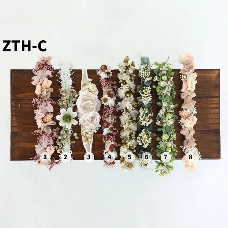 Baby Photography Accessories Full Moon Baby Artificial Flower Headband Decoration Adjustable Floral Headwear Newborn Photo Props - 5