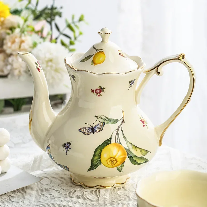 European Ceramics Coffee Cup and Saucer Teapot Elegant Lemon Pattern ...