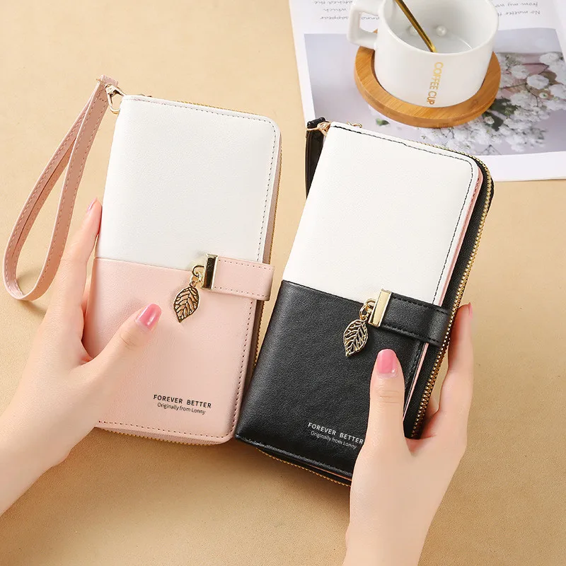 Fashion Pu Leather Women Long Zipper Wallets Large Capacity Female Coin