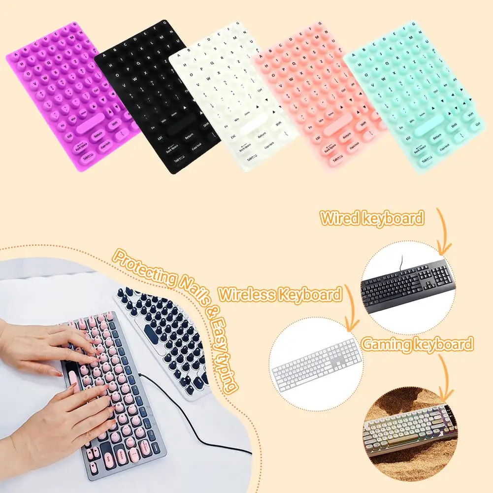 Silicone Keyboard Sticker Film for Long Nails Protection