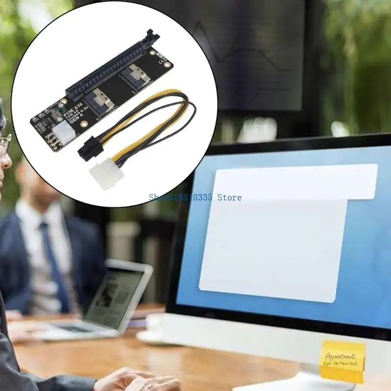 PCIE X16 슬롯-2 포트 네트워크 카드용 SlimSAS 8I 어댑터 보드 그래픽 비디오 카드 캡처 쉬운 설치