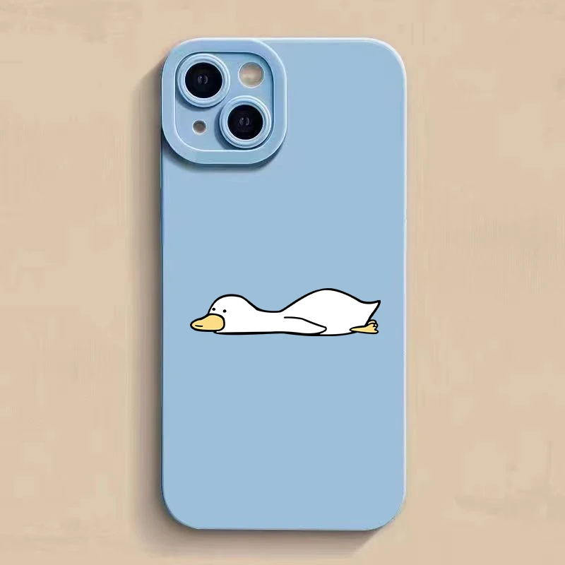 thumbnail image 1 of Cute Cartoon Lying Flat Duck Phone Case For iPhone 15 Pro Max 11 12 Mini 13 14 Pro Max X XS XR 7 8 14 15Plus Soft Silicone Cover, 1 of 5
