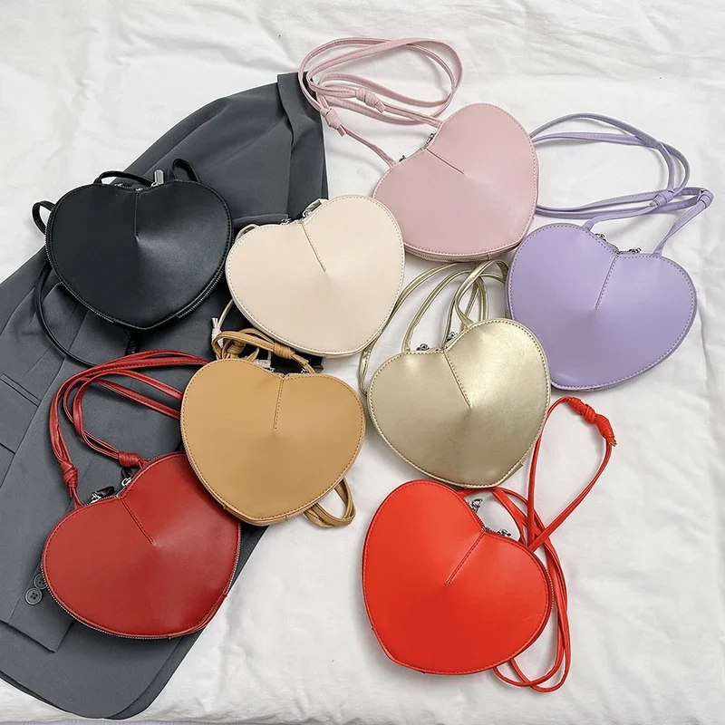 Heart Shape High Quality Trend PU Zipper Women's Shoulder Bags on Sale 2025 Sewing Thread Versatile Commuting New Crossbody Bags 5