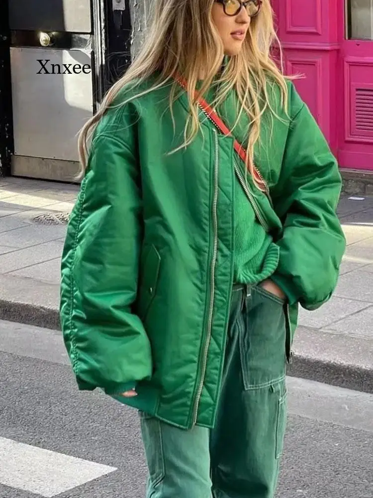 Ladies - Green Padded bomber jacket - Size: XL - H&M