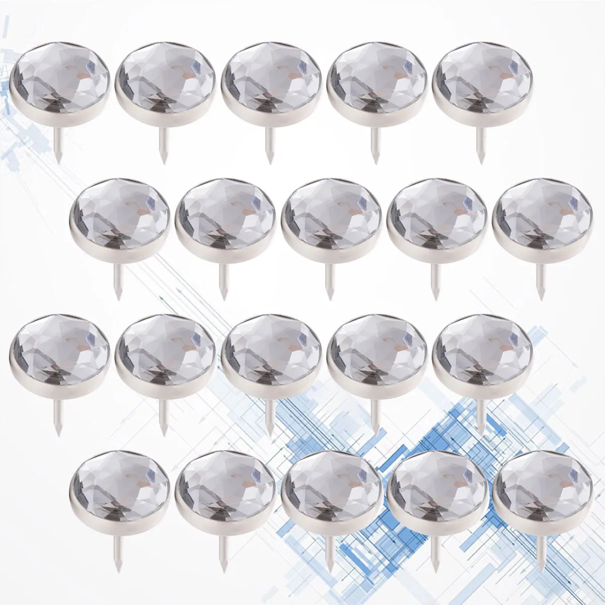 30개 크리스탈 장 못, 소파 장 못, 가구용 못, 바느질 DIY 공예용 못 (흰색, 직경 16.8mm)