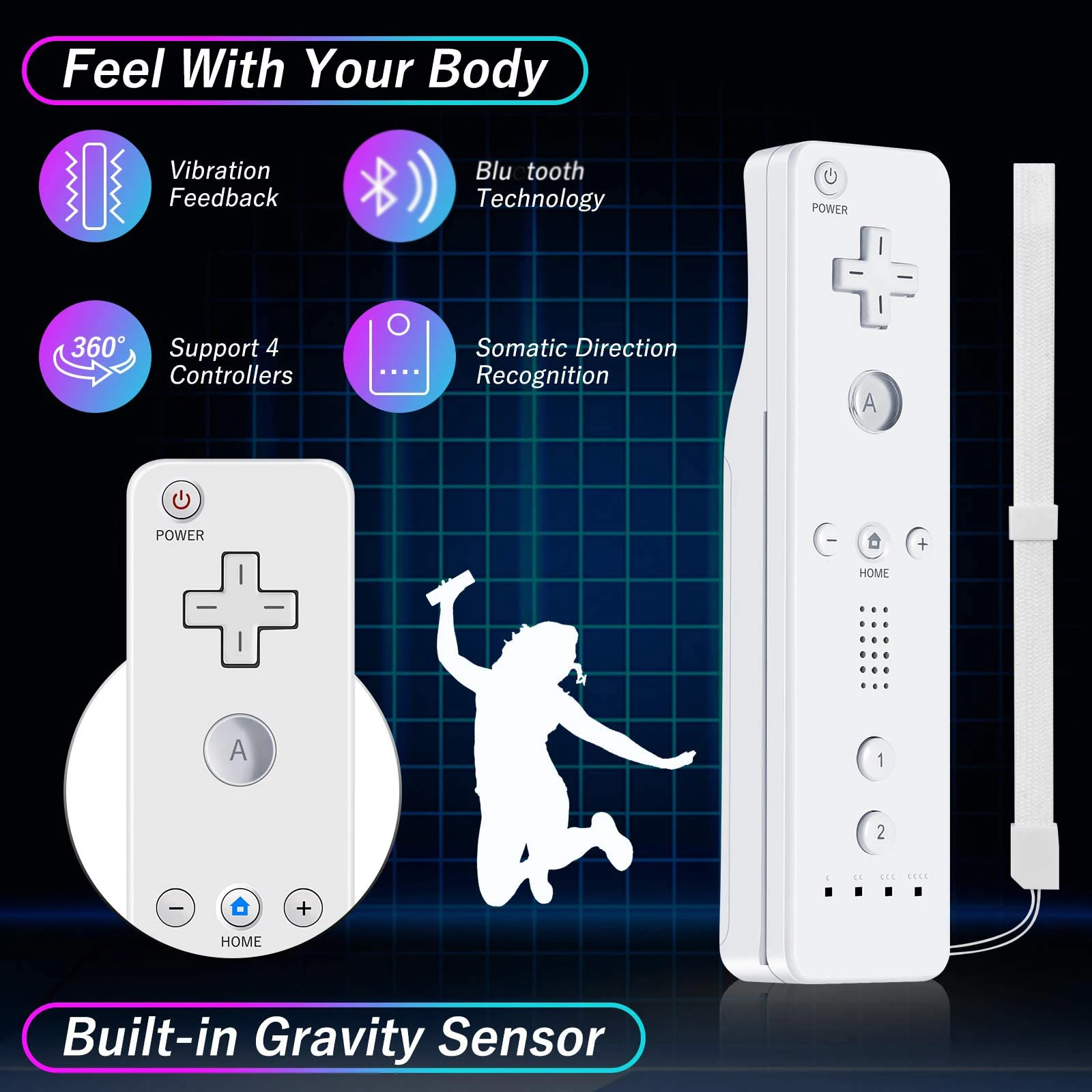 Built-in Motion Plus Remote Compatible For Nintendo Wii/Wii U Controller Console Set Wireless Bluetooth Gamepad with Soft cover,wireless game controller