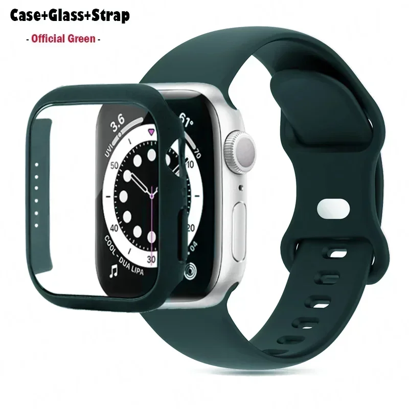 Stylish Silicone Bracelet for Apple Watch - Glass Case with Watchbands