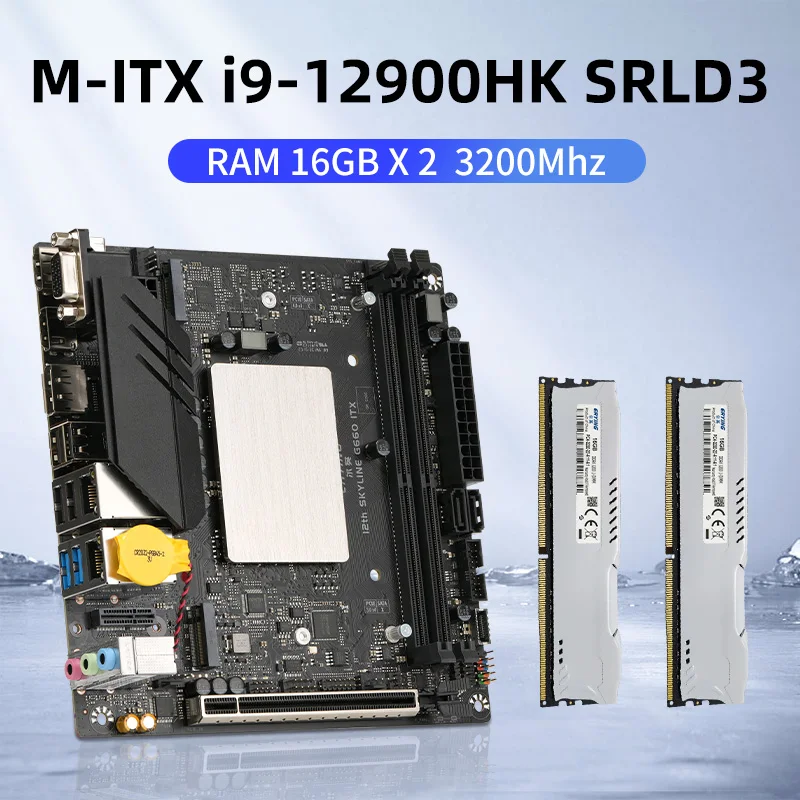 

ERYING M-ITX материнская плата для настольного компьютера с встроенным процессором Core Kit i9 12900HK i9-12900HK SRLD3 + 2 шт. 16 Гб 3200 МГц ОЗУ для сборки компьютера