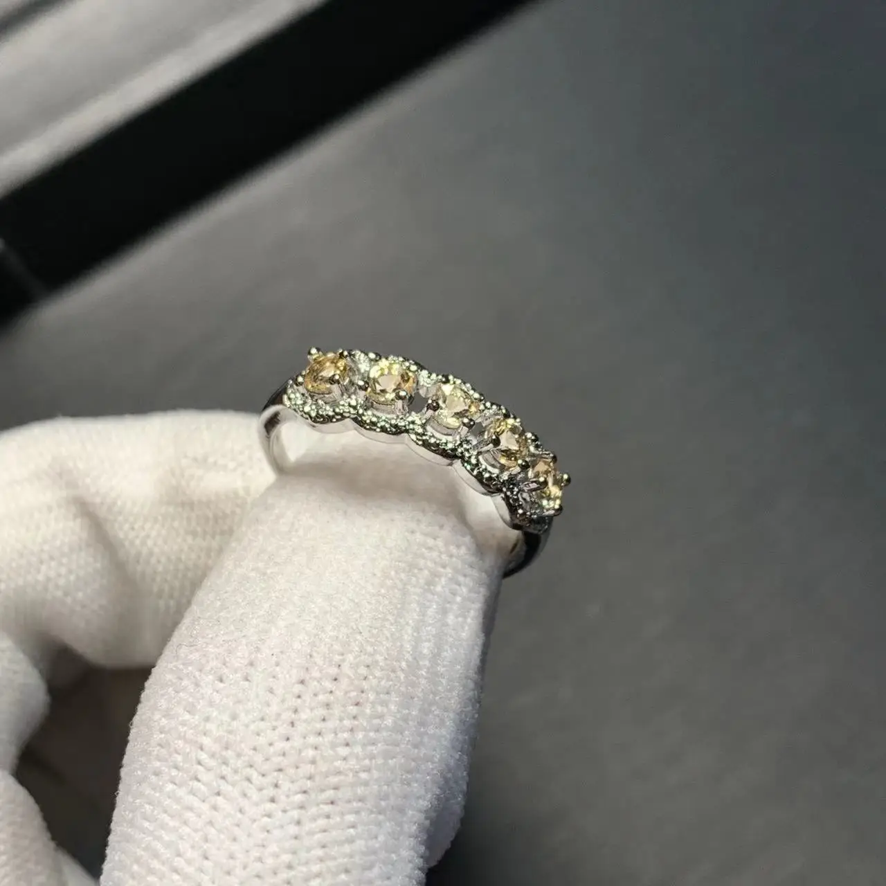 3MM Natural Citrine Ring Adjustable Female Ring Jewelry for Women Gift Wholesale High Quality Vintage Fine