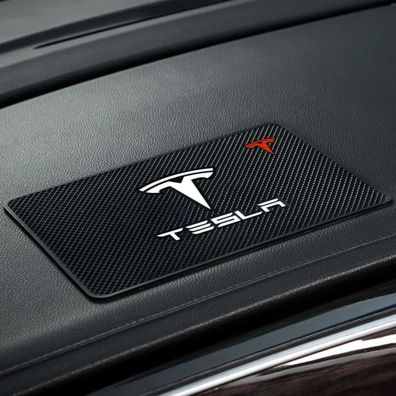 Car Ornament PVC Anti-Slip Mat Sticky Pad Dashboard Accessories For Tesla Model 3 2022 S X Y Style Roadster Invader Coil Mod WYE
