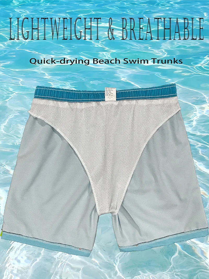 Men's Quick Dry Lightweight Drawstring Swim Trunks with Side Pockets